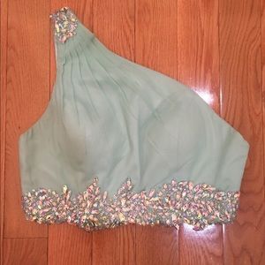 Mint Green Saree Blouse or Formal Crop Too